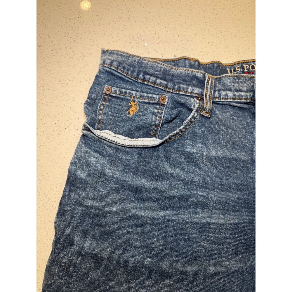 US Polo Assn Mens Denim Shorts Blue Medium Wash W40 Casual Jean Shorts - Picture 2 of 6